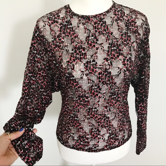 Zara Tops - ZARA animal print lace long sleeve dolman